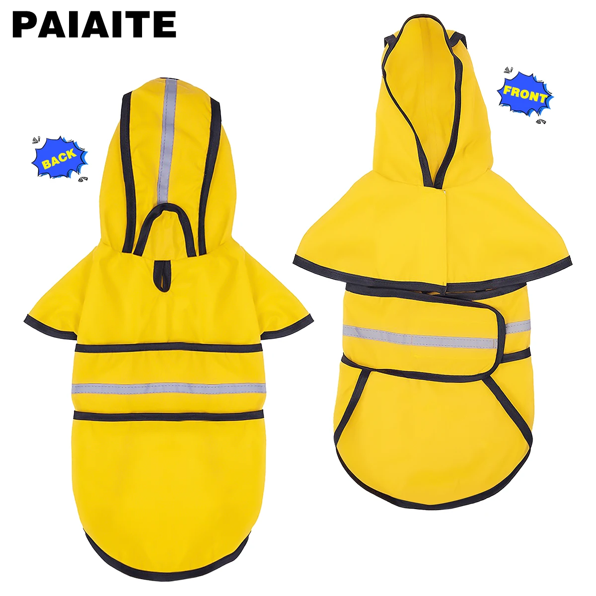 Impermeável reflexivo impermeável ajustável para cão, Poncho com capuz, Rain Jacket para cães pequenos, médios e grandes