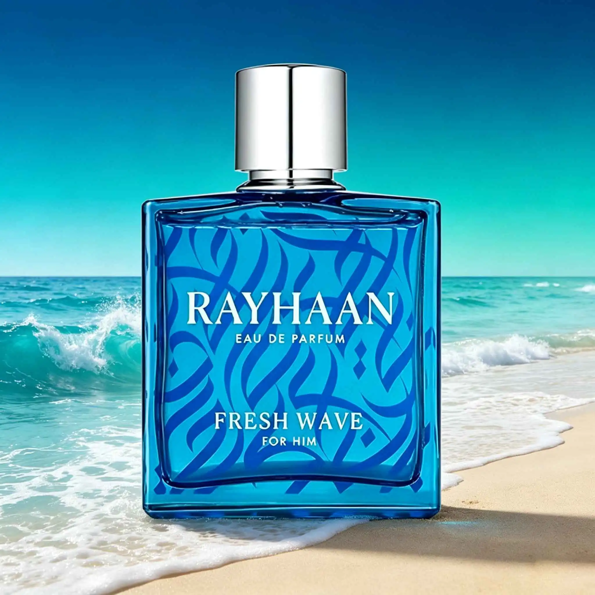 Rayhaan Fresh Wave For Him 100Ml Eau De Parfum. Vivid Ocean Scent With Delicate Aquatic Undertones. High‑Grade Blue Bottle, Brings Youthful Vibe And Charming Atmosphere For Dating.