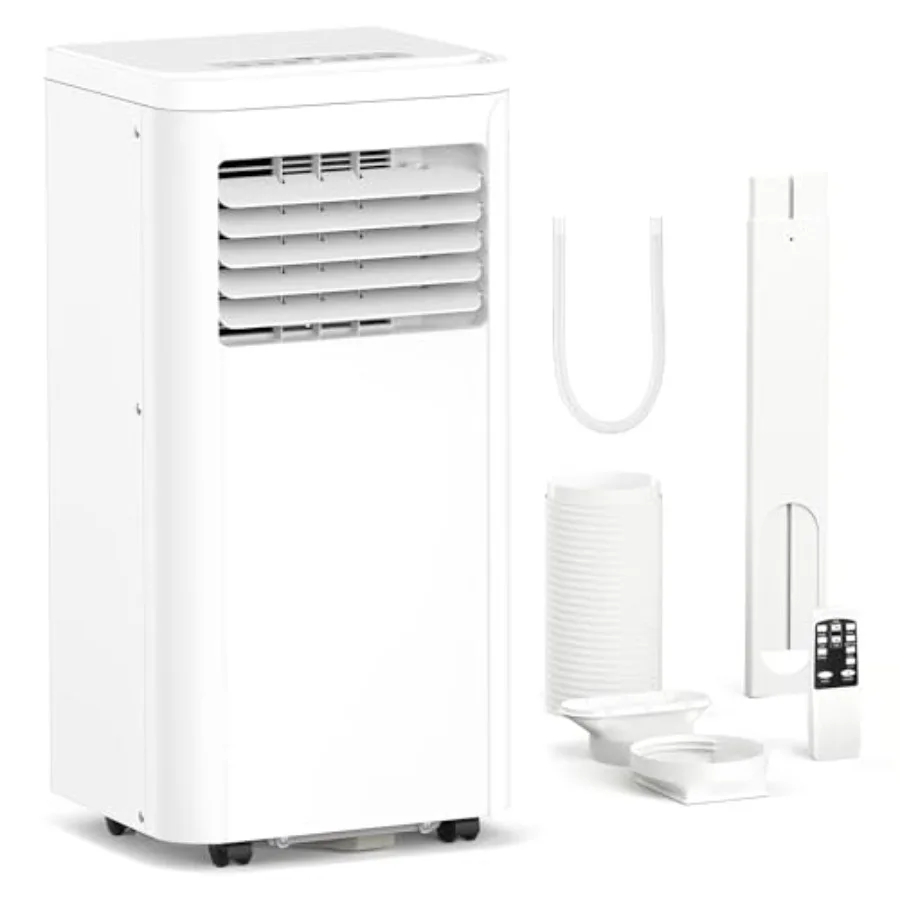 Portable air conditioner for home/apartment use, aluminum housing, white, 10000 BTU cooling capacity for rooms up to 550 sq.ft