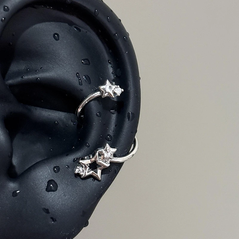 1PCS Star Surround Planet Spiral 316L Stainless Steel Ear Bone Nail for Women New Fashion Silver Color Earrings Accessories