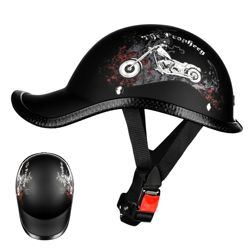 Demi-casque vintage Harley Retro Skull - Casque de moto unisexe léger certifié 3C ABS pour scooter électrique Cruiser Bike