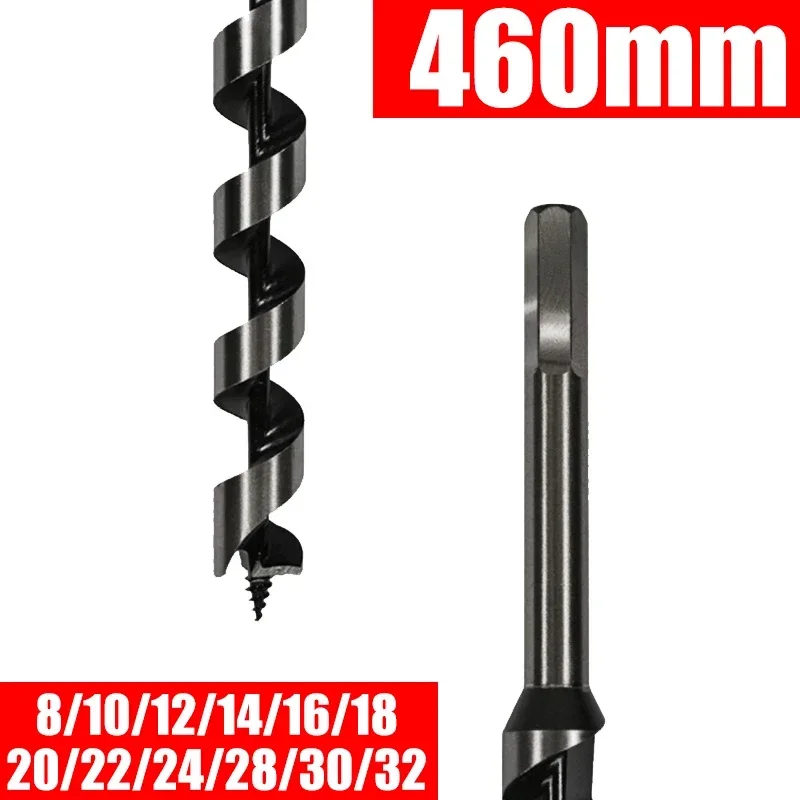 460mm HSS Twist Drill Bits 8/10/12/14/16/18/20/22/28/32mm Metal Steel Center Drill For Wood Door Lock Reaming Woodworking Tools