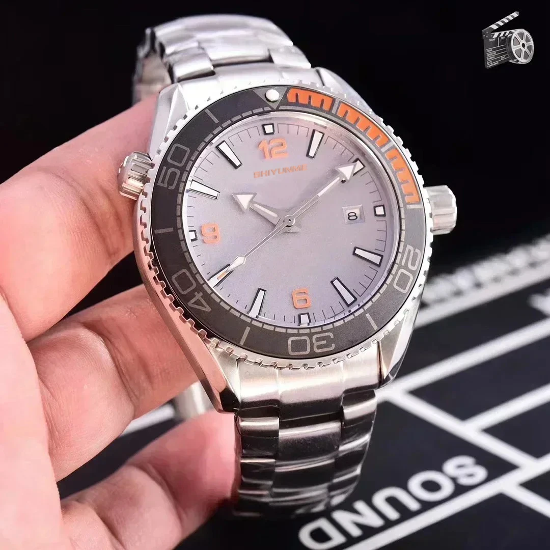 Спортивные мужские механические часы Ocean Universe, стальной корпус 600, Relogio Masculino, черные, синие керамические 007, винтажные автоматические часы