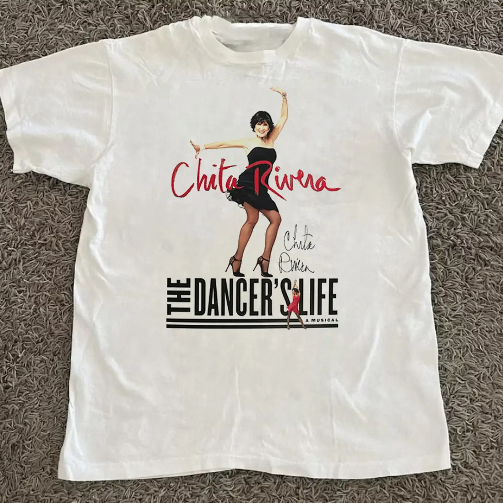 Футболка с подписью Читы Риверы из коллекции The Dancers Life, хлопок, размеры S-5XL, модель MO117, винтажная, с эффектом потертости, универсальный топ для повседневной носки в стиле кэжуал.