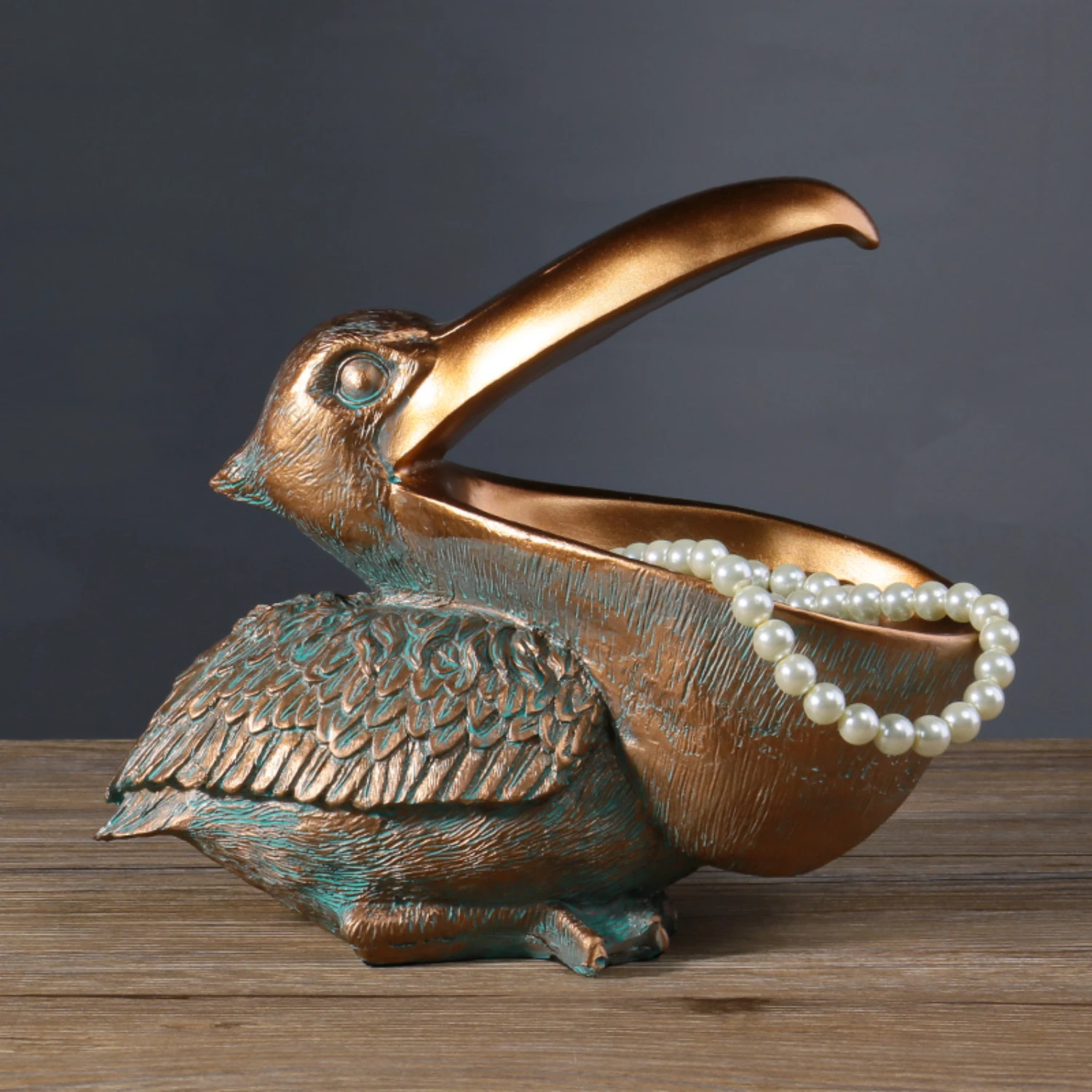 Large, Whimsical Pelican-Shaped Box Animal Statue - Unique Novelty Holder for Keys, Watches, Snacks, and Candy - Eye-Catching De