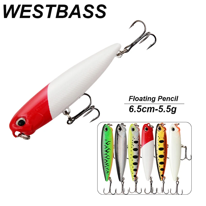 

WESTBASS 1PX Noisy Pencil Lures 65mm-5.5g Floating Fishing Baits Topwater Hard Wobbers Shore Casting Swimbaits Isca Pesca cebo