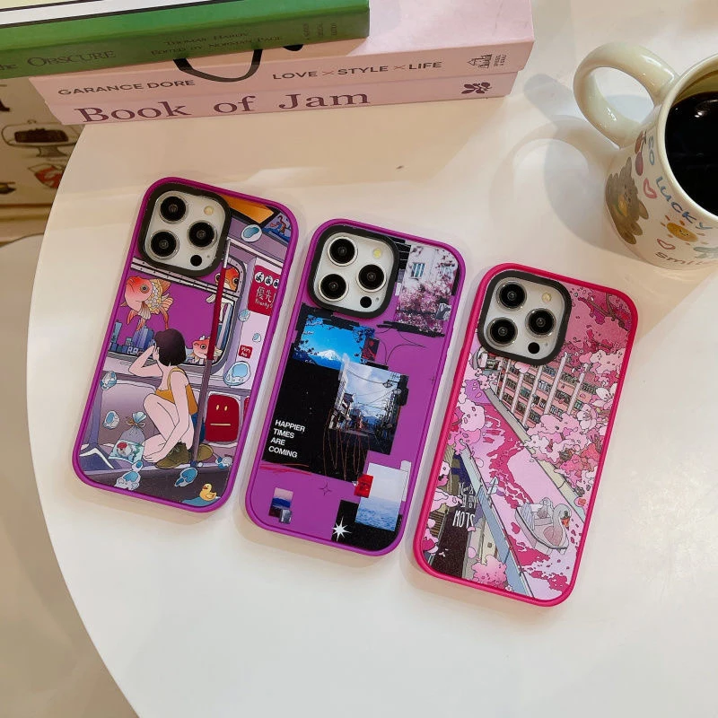 

Sakura Pink Purple Frosted iPhone Case Cover for IPhone 13 14 15 Pro Max Case