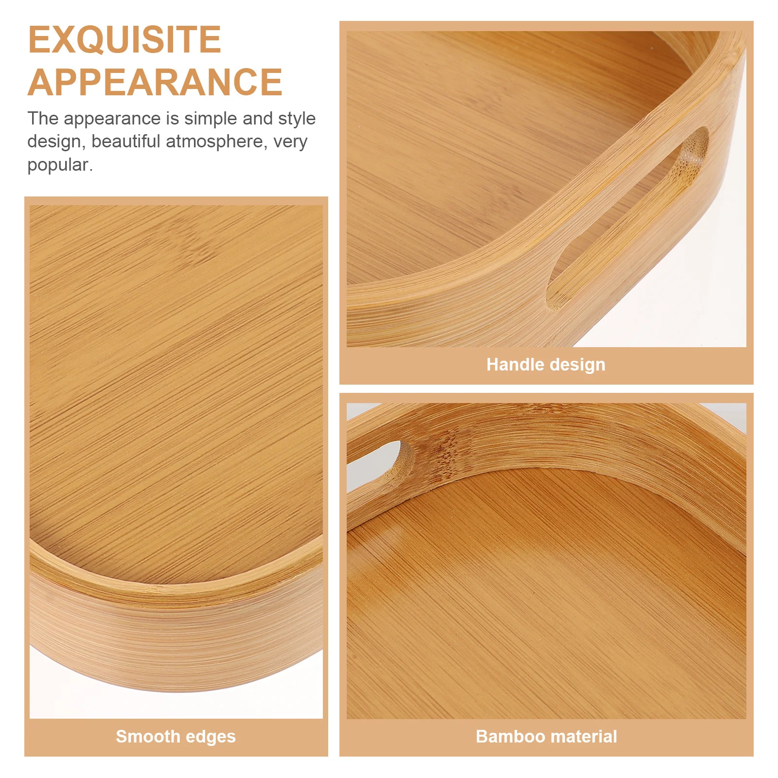 

1Pcs Bamboo Tray Practical Food Serving Tea Plate Tea Art Tray Simple Design Fine Workmanship Bamboo Tableware