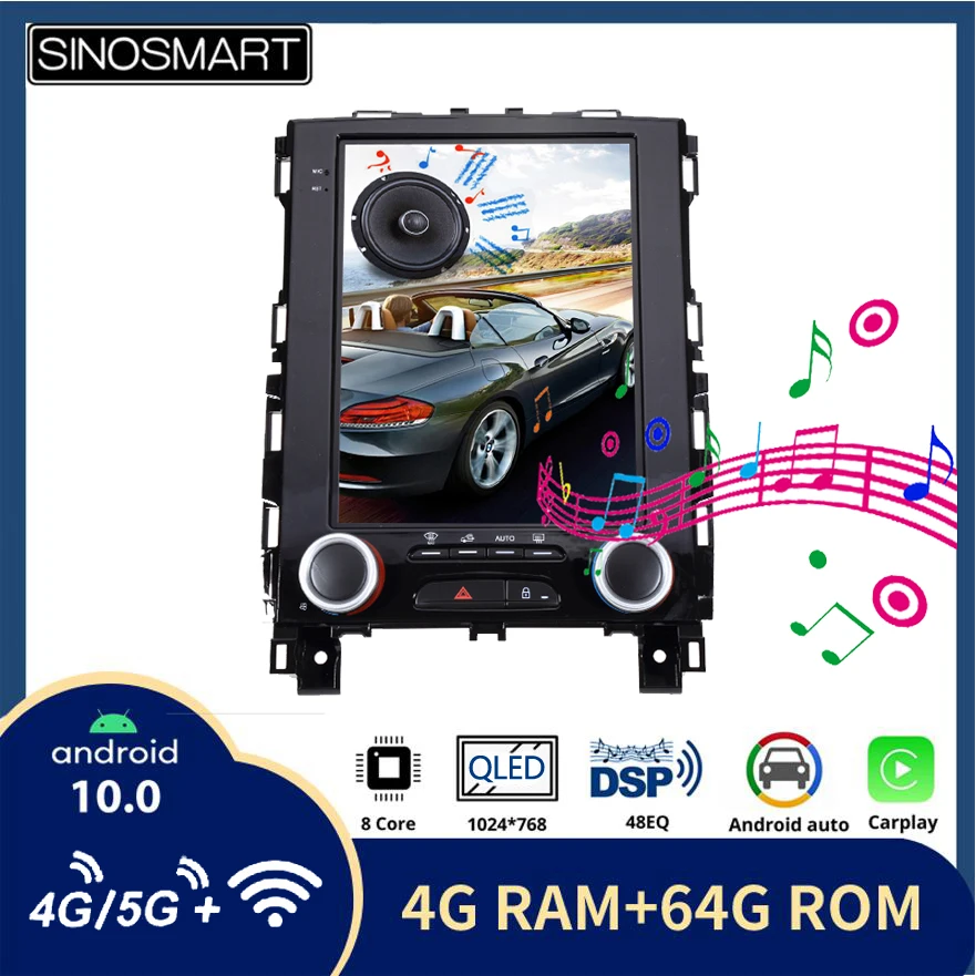 Sinosmart-Jogador de Navegação GPS para Carro, Estilo Tesla, Rádio, Renault Megane 4, Samsung Qm6, Koleos, SM6, Talisman 2016-2020, IPS, QLED