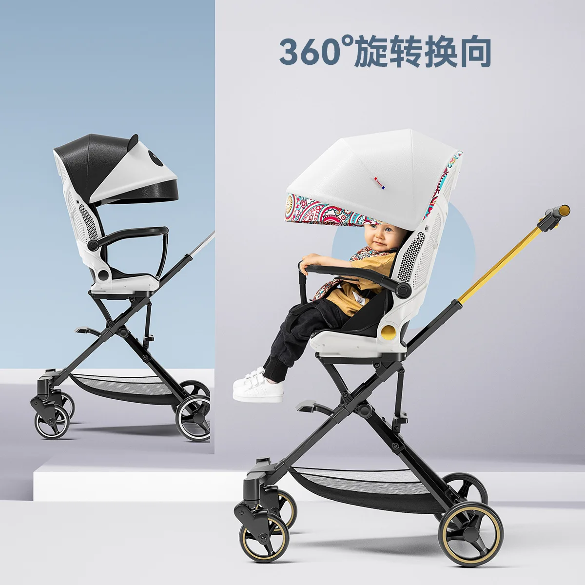 2024Playkids Can Walk The Baby Stroller, Can Seat, Recline, High Landscape Stroller, Light Foldable Stroller Baby Car Seat Cover