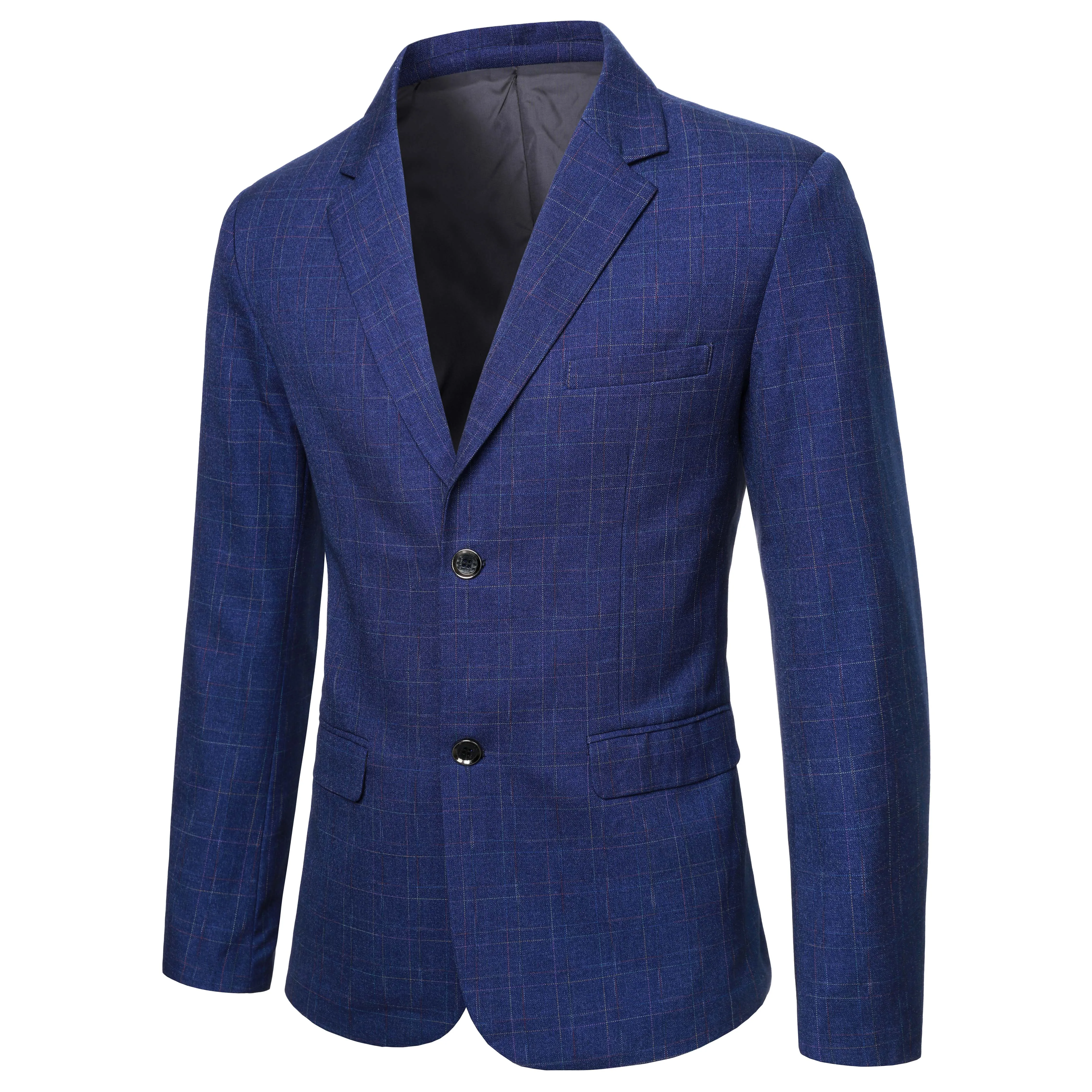 Nieuwe Lente Mannen Blauw Geruite Blazers Jassen Formele Slijtage Pakken Jassen Zakelijke Jassen Mannelijke Slanke Casual Blazers Jassen Maat 4XL
