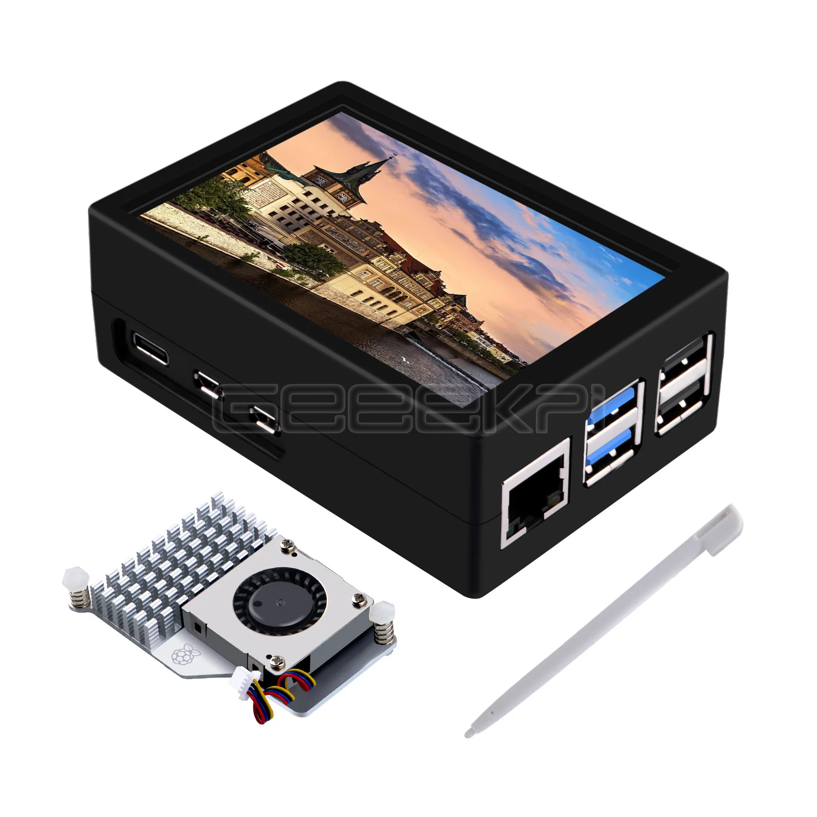 GeeekPi 3.5 Inch 480x320 Pixels Display with ABS case & Active Cooler Kit For Raspberry Pi 5