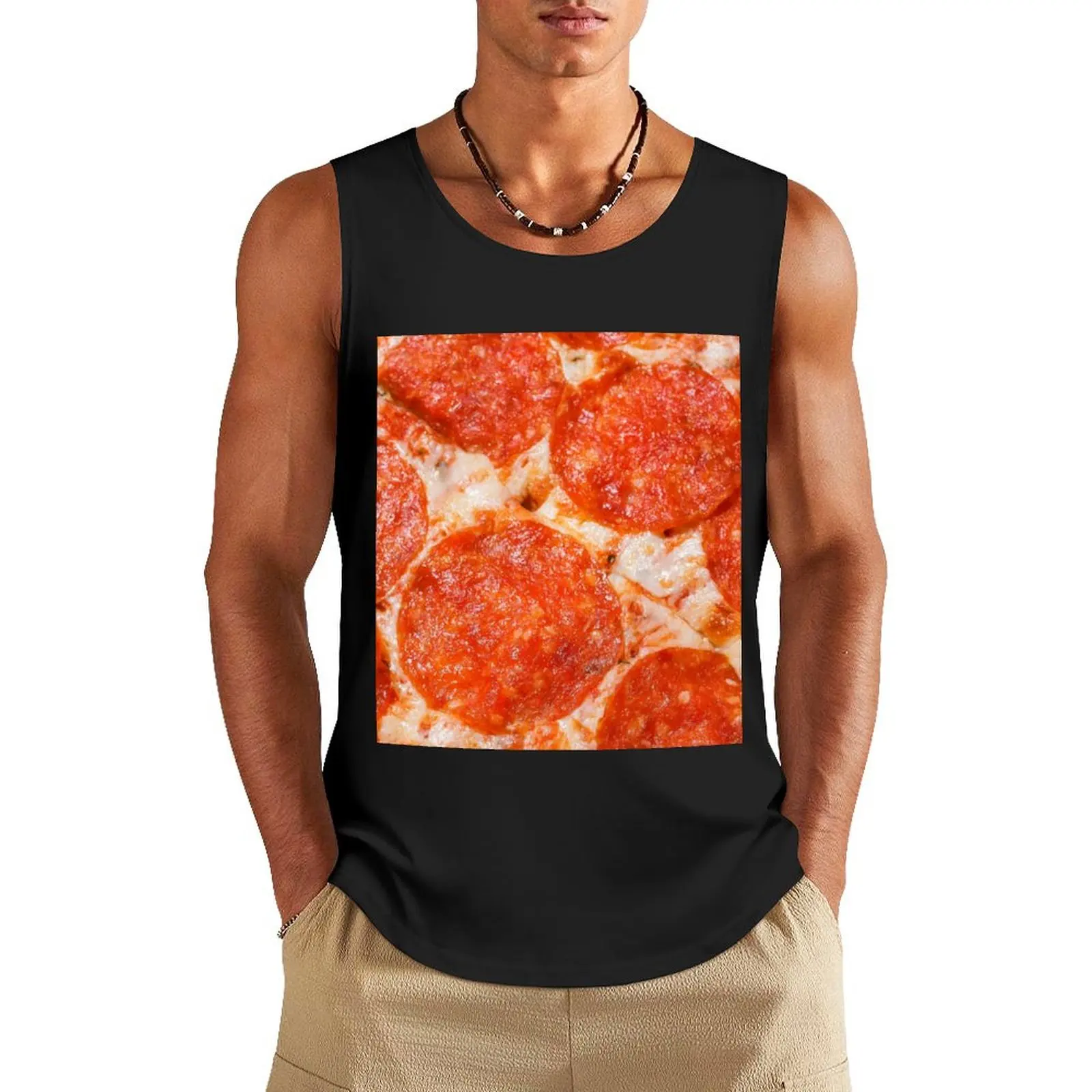 

Salami Pizza Tank Top T-shirt man sleeveless shirt man muscle t-shirt