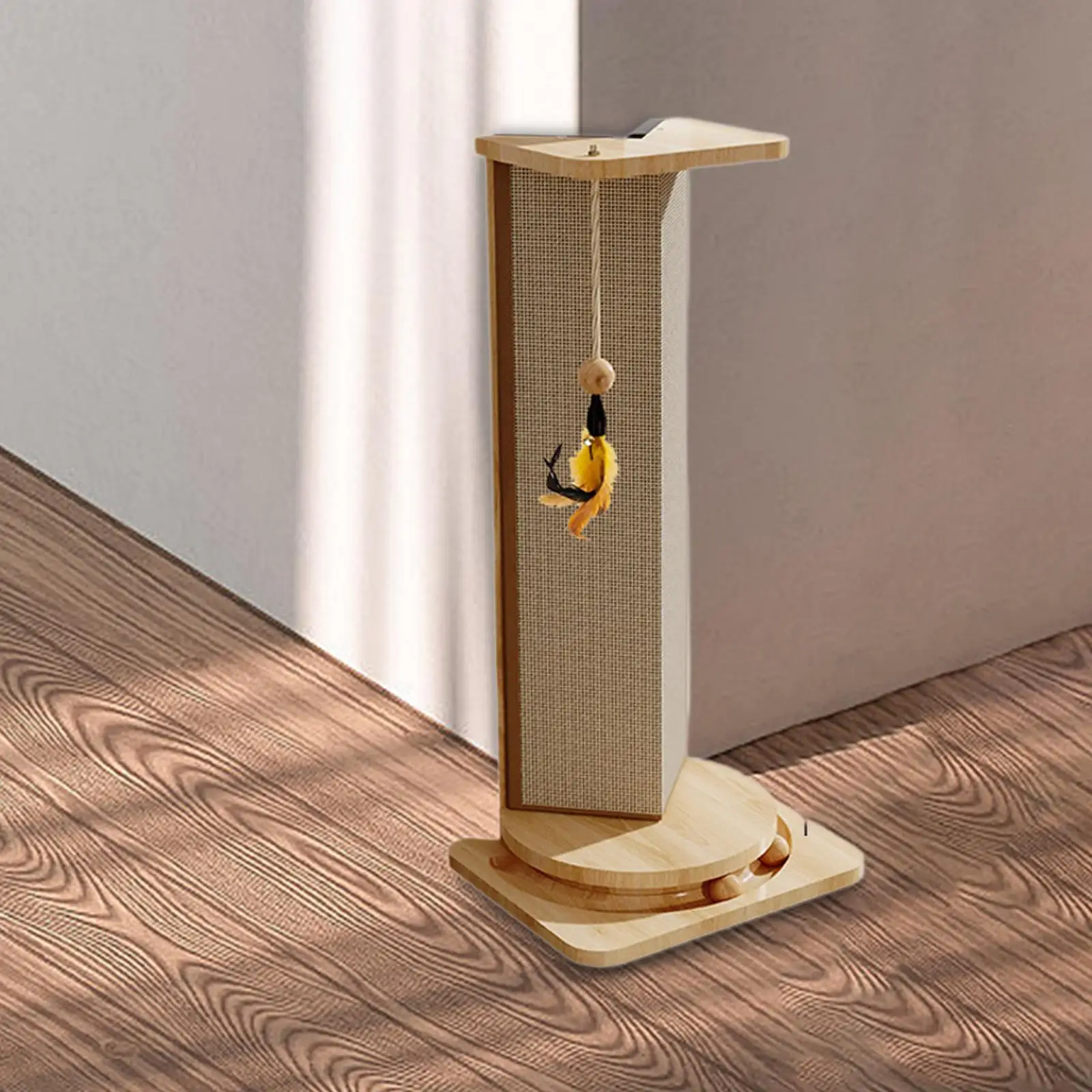 Cat Scratch Post Kitten Scratch Board with Turntable Multifunctional Stable Vertical Wall Corner Scratcher for Kitten Kitty