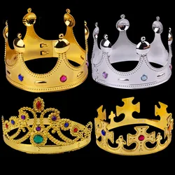 Plastic Royal King Crowns Tiaras Princess Diadem Sceptre Adults Kids Halloween Birthday Party Costume Cosplay Hair Accessories