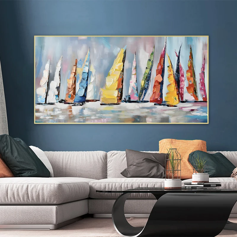 One Piece SailBoat Posters Canvas Prints Abstract Boat Ship Painting Wall Art Picture For Living Room Home Decoration No Frame