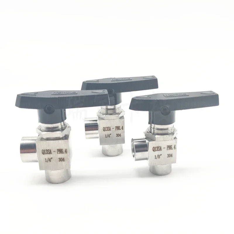 Válvula de bola angular de acero inoxidable 304 personalizada Q13SA válvula de rosca interna de ángulo recto rosca interna de panel 1/41/2