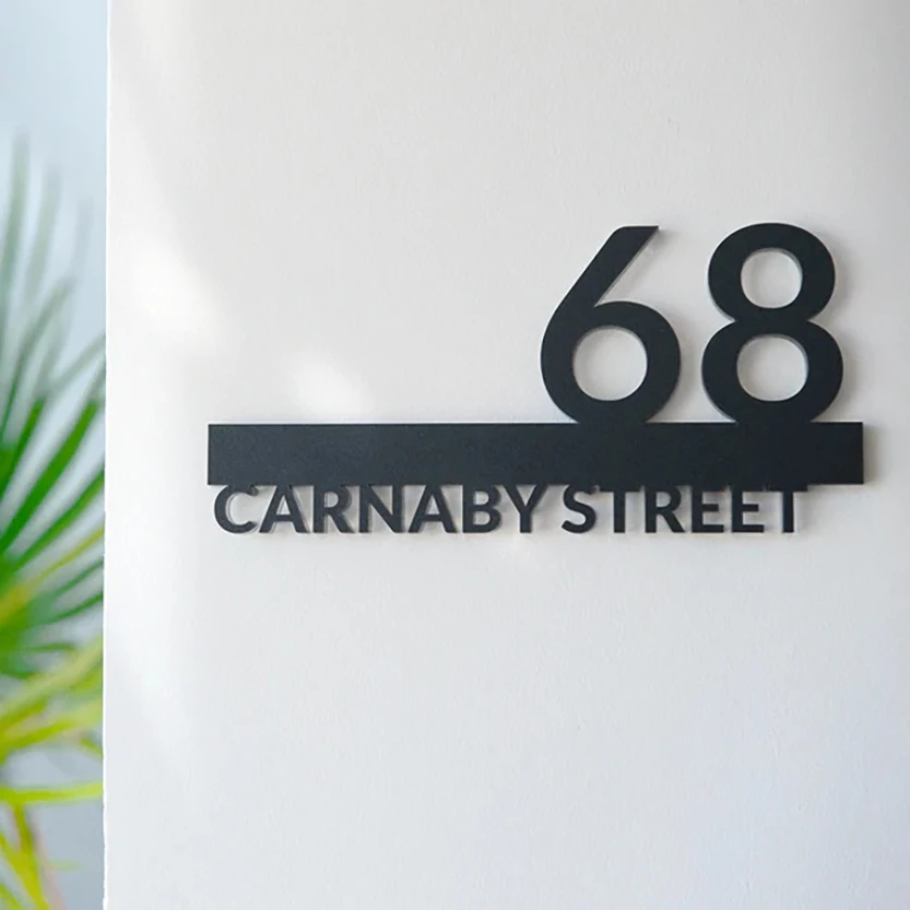 Custom Acrylic Doorplate Outdoor House Number Sign Address Waterproof Plates Alphanumeric Plaque House Street Number Letter Sign