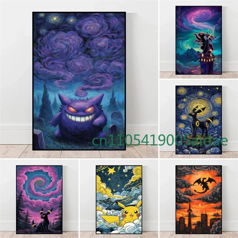 

Abstract Art Style Pokemon Pikachu Charmander Squirtle Gengar Picture Anime Canvas Painting Poster Prints Home Room Decor Gift