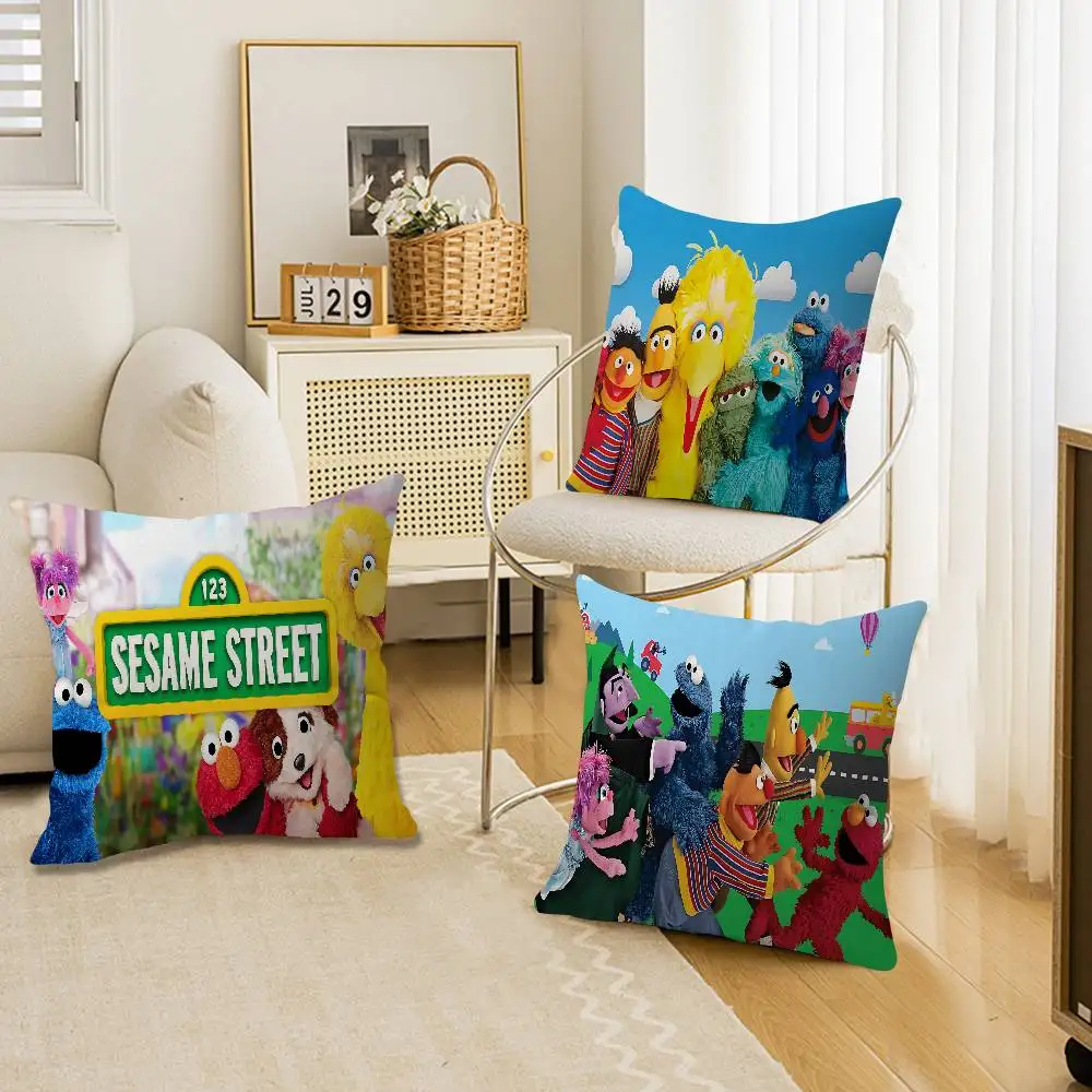 Cartoon S-Sesame S-Streets Pillow Cushion Cover Pillowcase Living Room Sofa Home Decor Customized