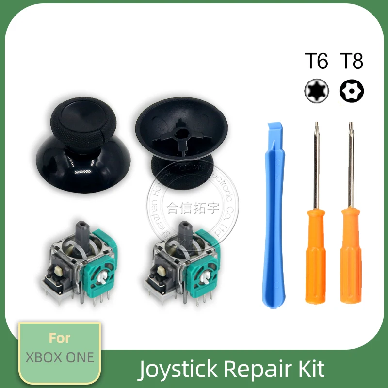 HOTHINK 1set Replacement 3D Joystick Thumb Stick Caps T6 T8 Screwdriver Crowbar for XBOX one Controller Gamepad