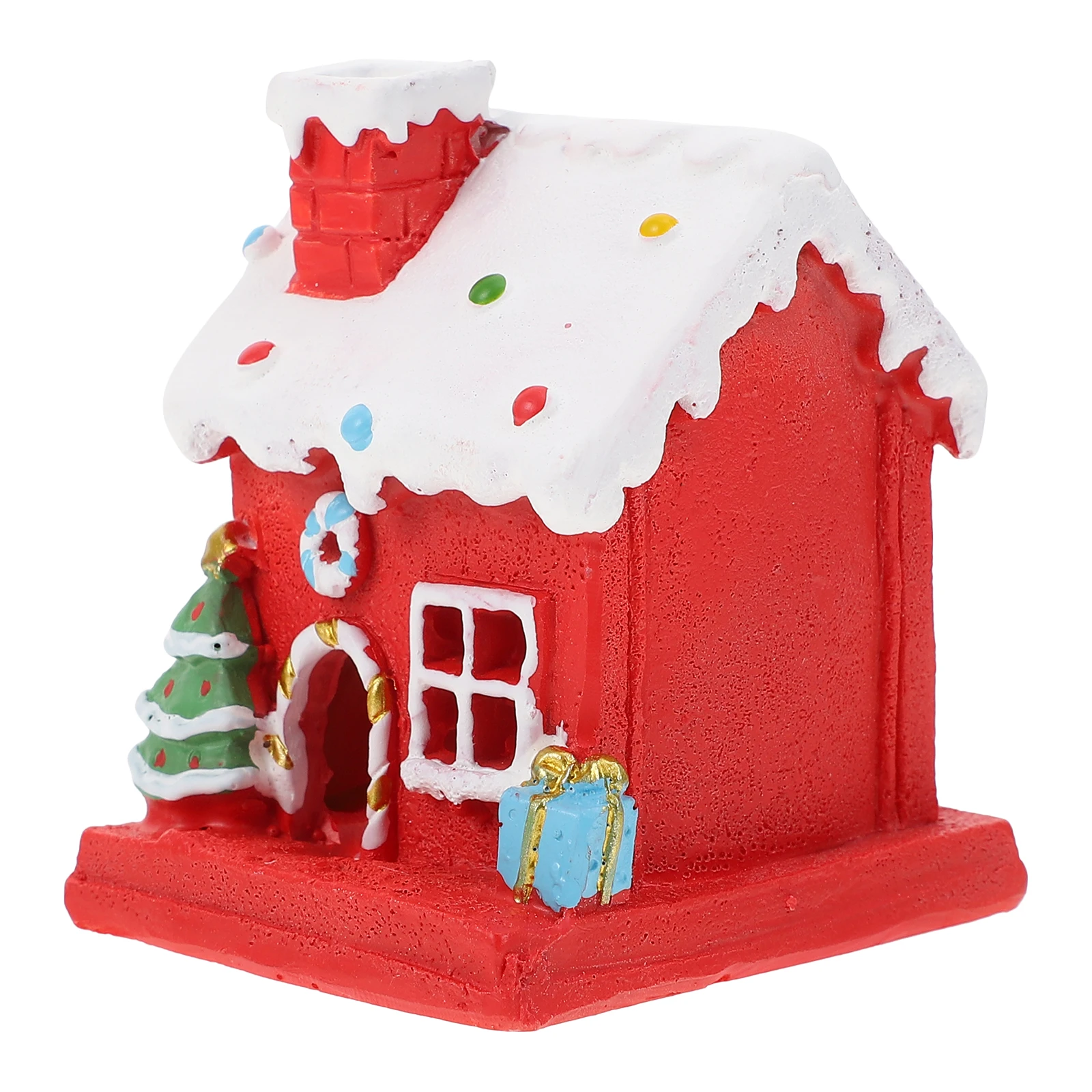 

Christmas House Ornament Resin Xmas Decor Glowing LED Party Adornment Home Office Festival Scene Christmas Themed Landscape