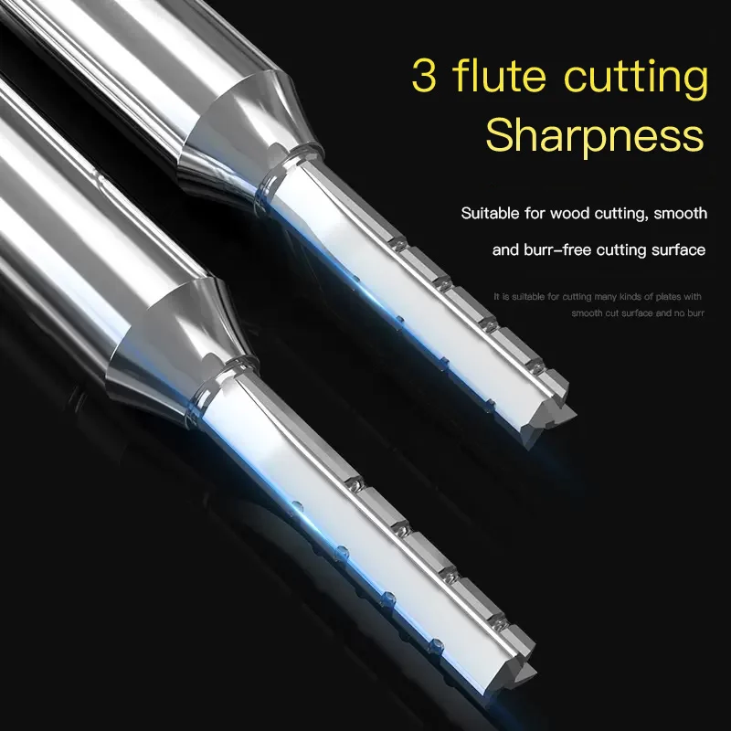 HUHAO 10PC 12.7mm Shank CNC Milling Cutter Tungsten Slotting Trimming End Mill 3 Flutes Woodworking Tool Router Bits for Wood