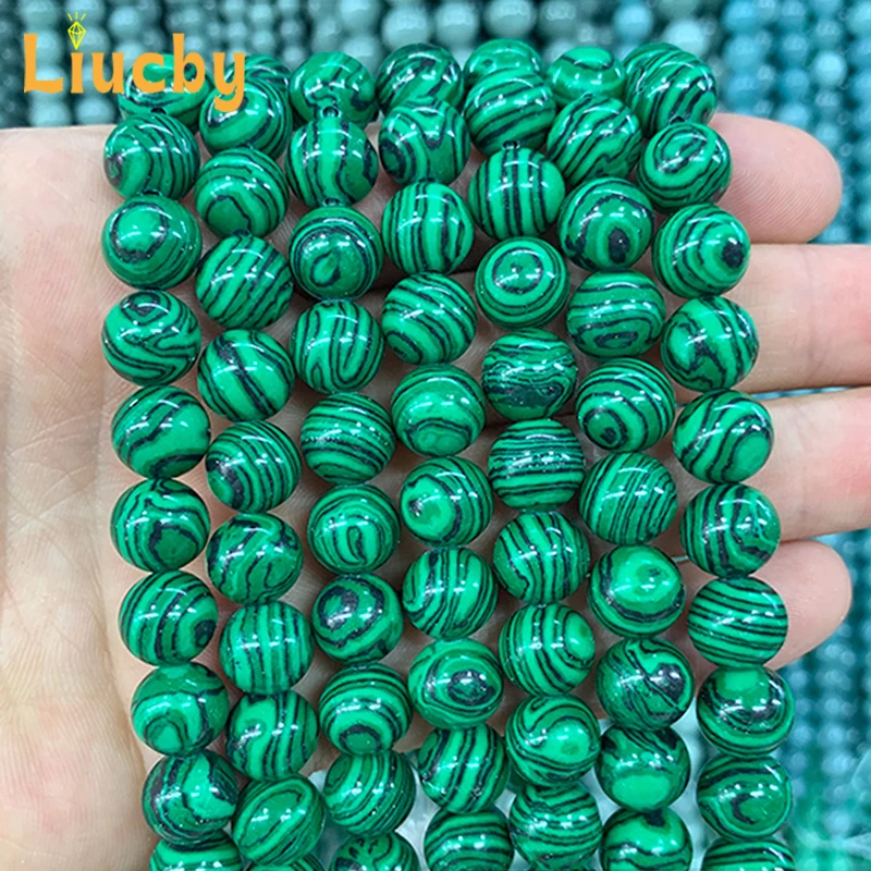 

Natural Stone green malachite Graffiti Beads For Jewelry Making DIY anklet Running Ring Bracelet Crafts 15" Strand 4/6/8/10/12mm