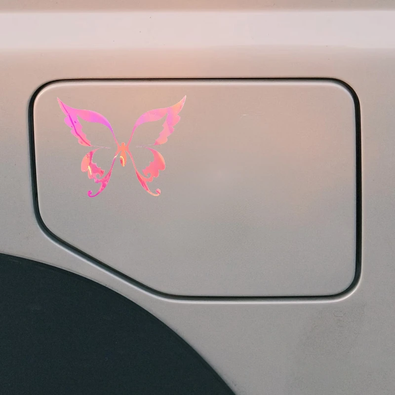 1PC 트렌디한 무지개빛 나비 스티커 - 기기 및 액세서리를 위한 눈길을 끄는 방수 비닐 장식