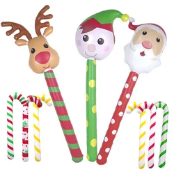 Christmas Inflatable Toys Cute Cartoon Elk Santa Claus Snowman Pattern Kids Favor Christmas Gifts Handheld Balloon Stick