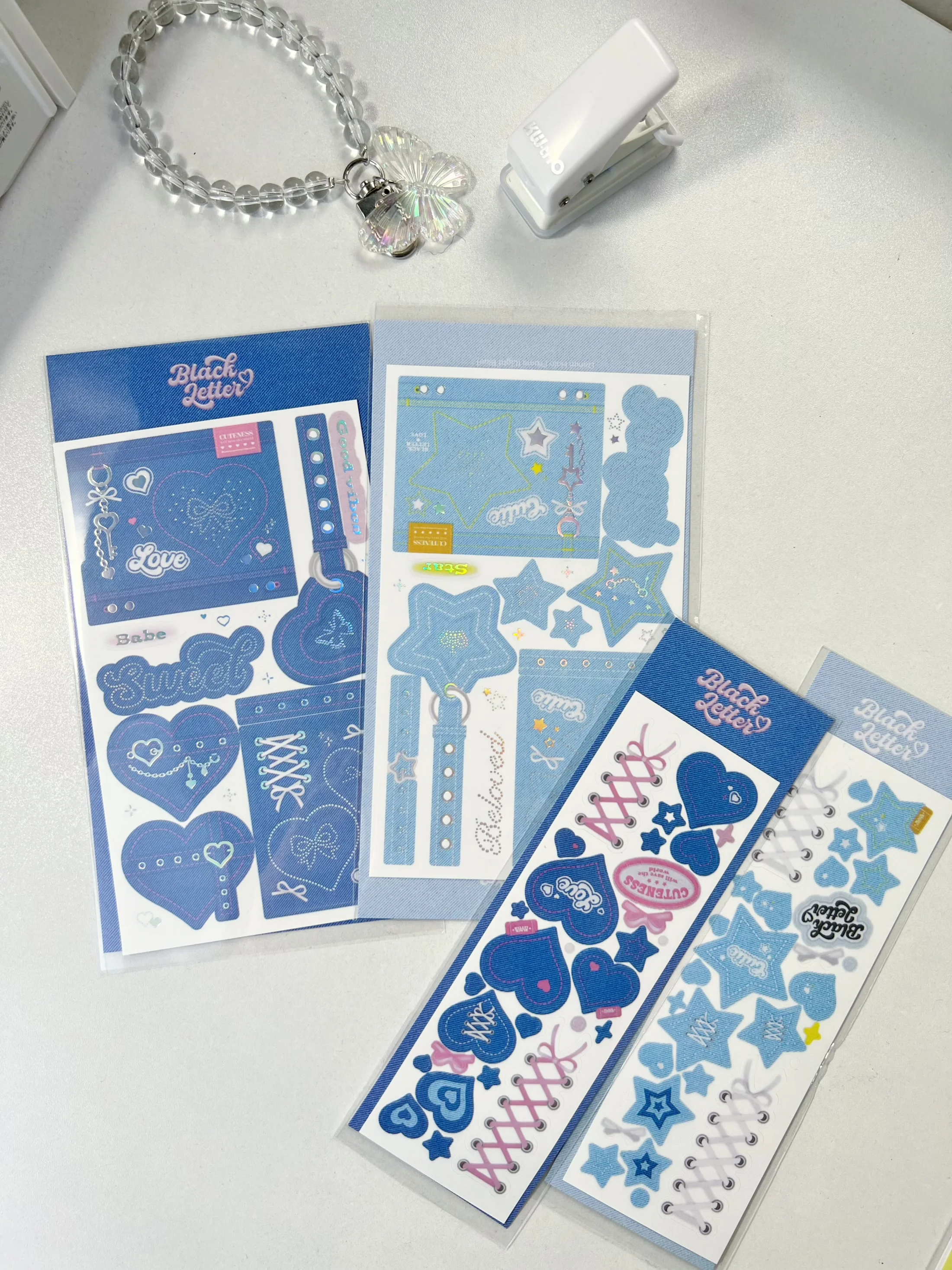 SKYSONIC Denim Series Journal Stickers Kpop Postcards Korean Stickers Junk Scrapbook Decorative Materials Stationery Suppliers