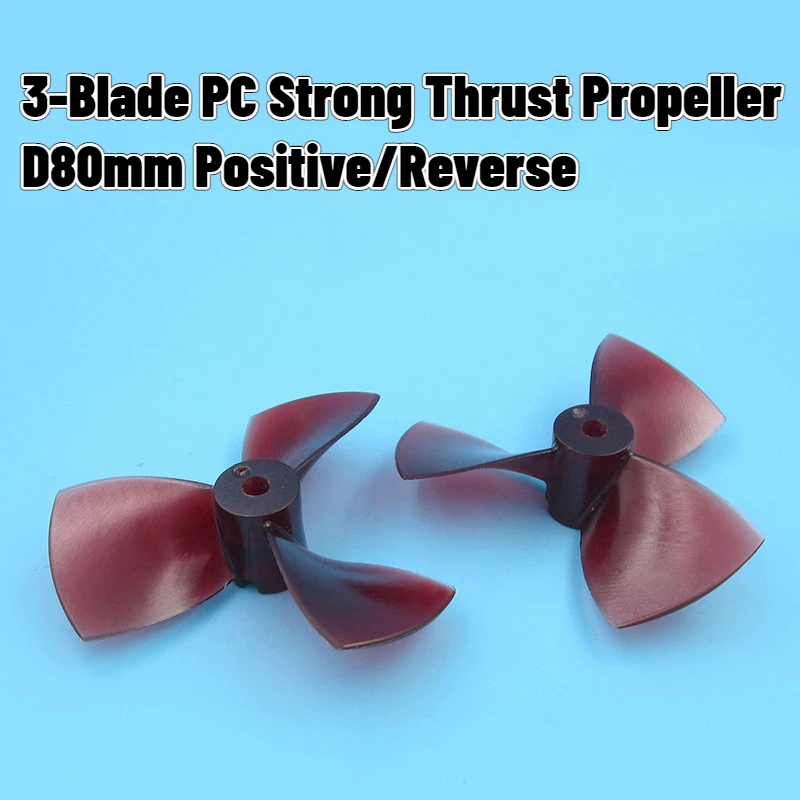 Underwater Thruster/Drawing Net Boat 3-Blade High Strength PC Paddle Positive/Reverse Propeller P1.2*D80mm Central Aperture 5mm