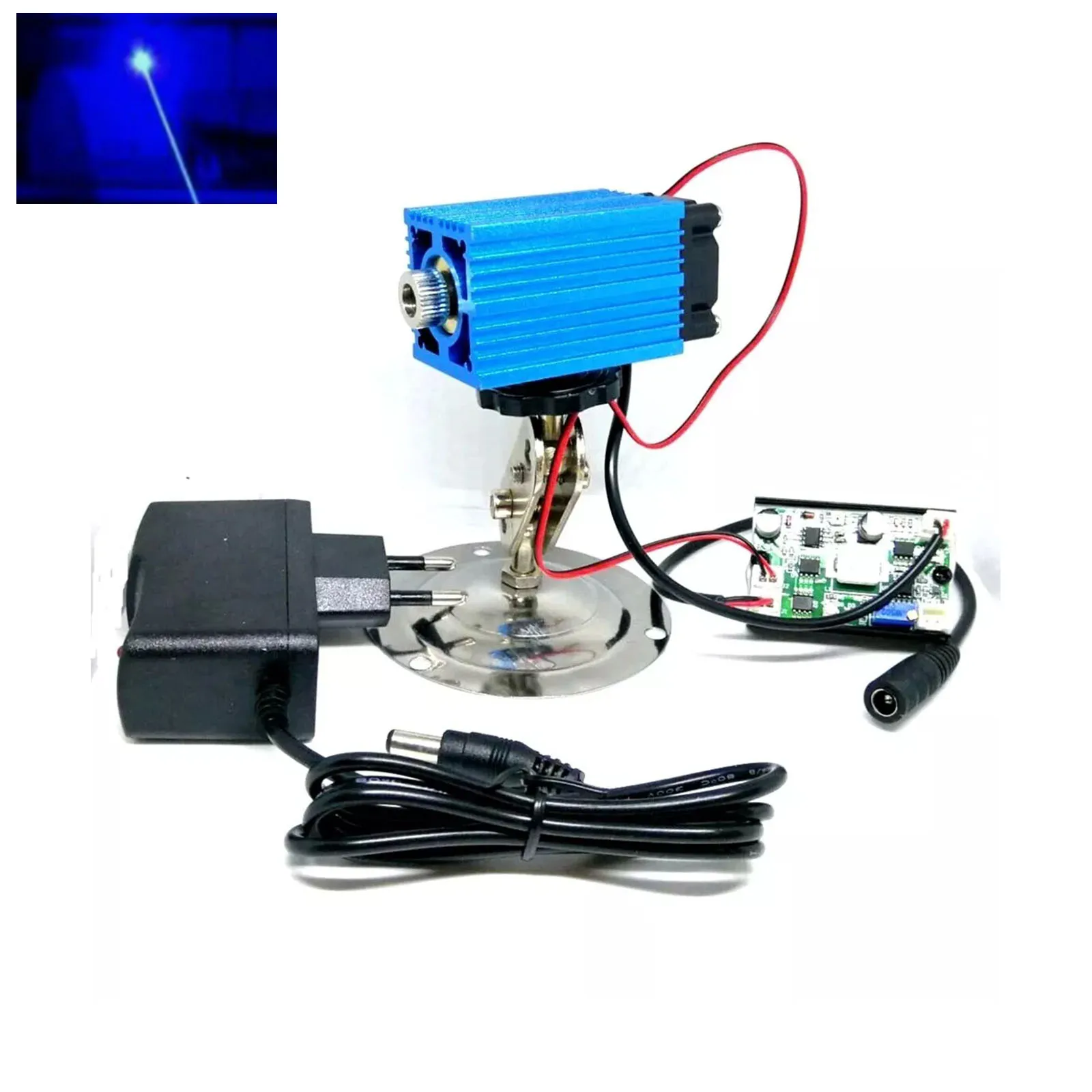 

445nm 450nm 4W Blue Laser Diode Module Focusable Dot Head w TTL Cooling Fan