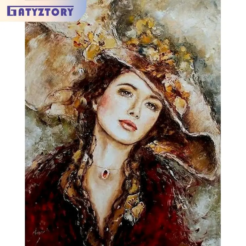 

GATYZTORY Girl Portrait Handmade Diamond Painting Full Square Diamond Embroidery DIY Mosaic Gift Home Decor