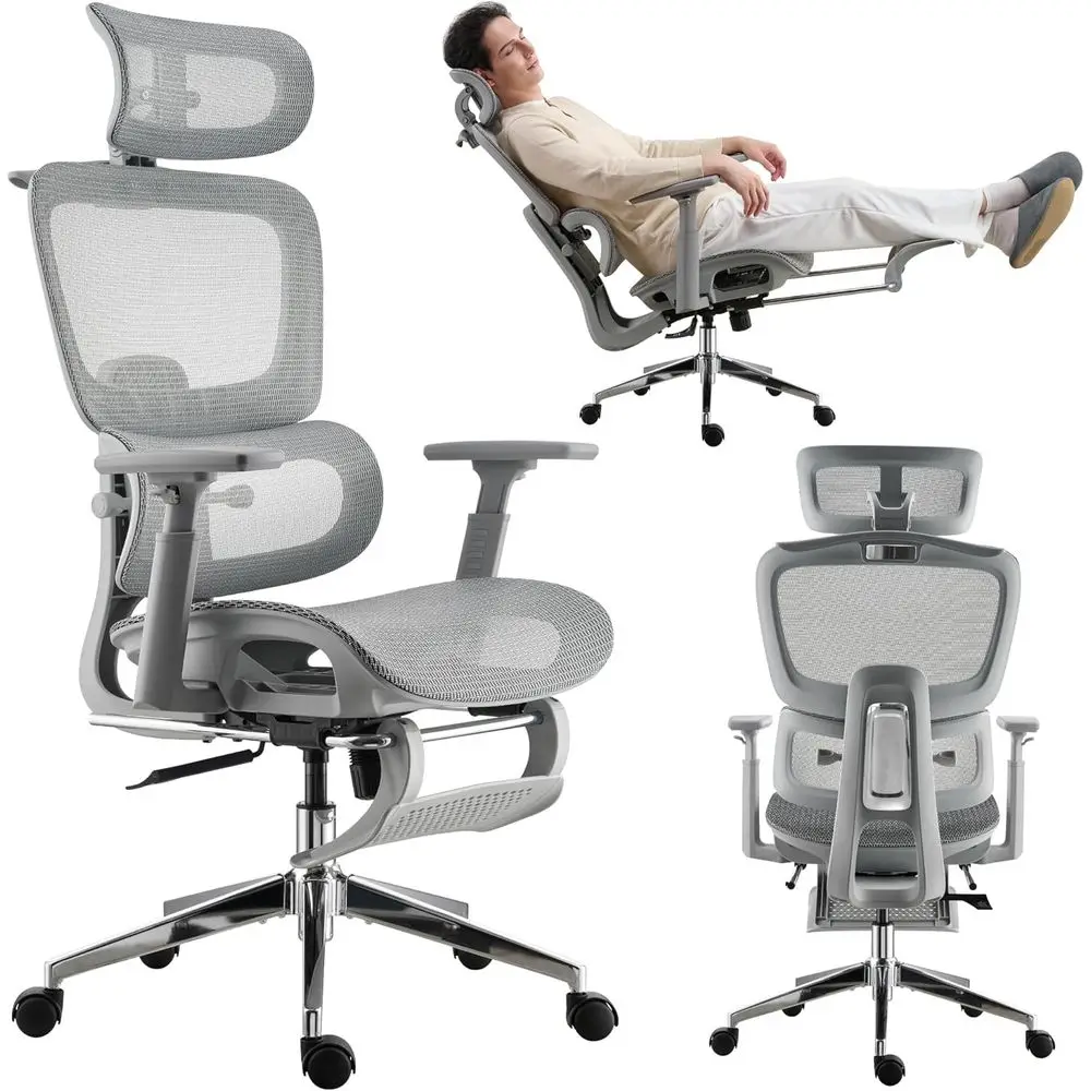 Mesh Ergonomic Oice Chair with ootrest,High Back Mesh Gaming Chair with Lumbar Support,Adjustable rest and Armrests or Home Oice