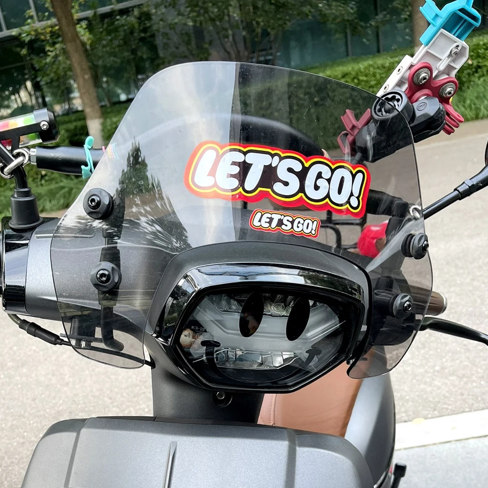 Let's Go English Creative Car Stickers Go Electric Scooter Motorcycle Body Helmet Reflective Personalized Stickers Accessories