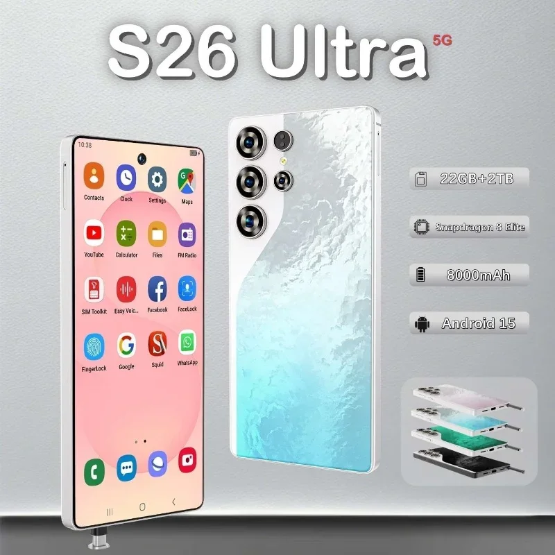 

HOT 2025 new S26 Pro+ original intelligent 5G dual card dual standby Android 14 system global version 8000mAh battery 22GB 2TB
