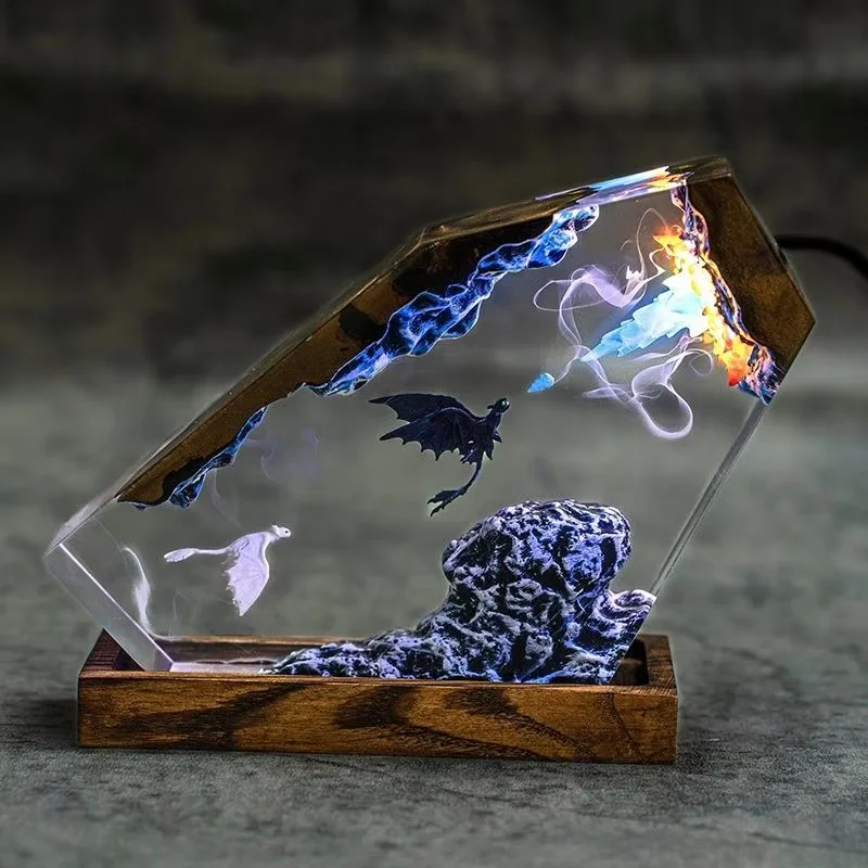 

Dragon Tamer Resin Lamp Toothless Fury Night Fury White Fury Epoxy Resin Decorative Piece home decoration