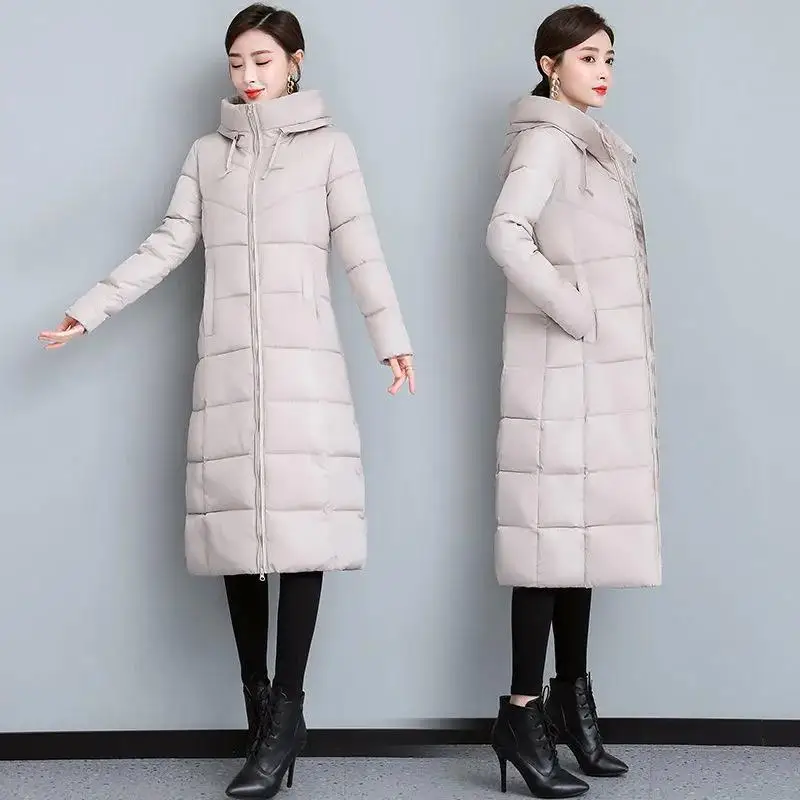 2024 Women\'s Down Parkas Winter Jacket Big Fur Collar Coat Fashion Hooded Cotton Outerwear Long Autumn Woman Jacket