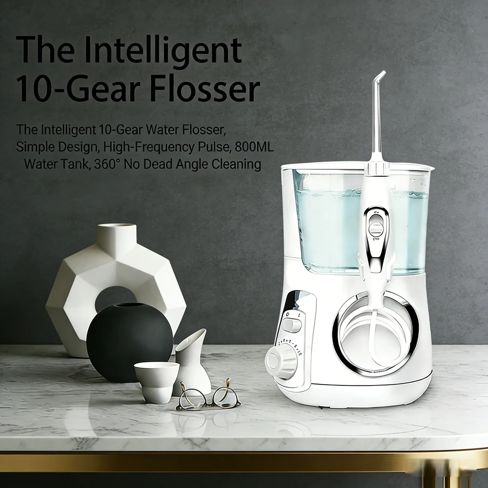 

Electric Dental Water Flosser Countertop Oral Irrigator 10 Modes 800ML Teeth Cleaning Device Stop Bad Breath & Tooth Decay