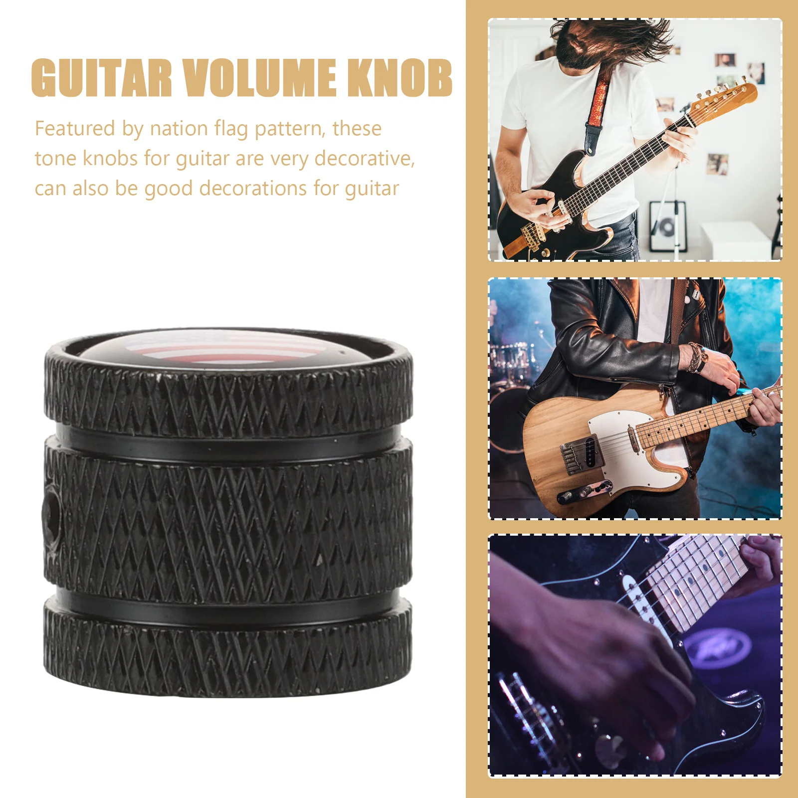 

3Pcs Guitar Volume Tone Knobs Nation Flag Pattern Alloy Material Durable Replacement Caps for Electric Guitars