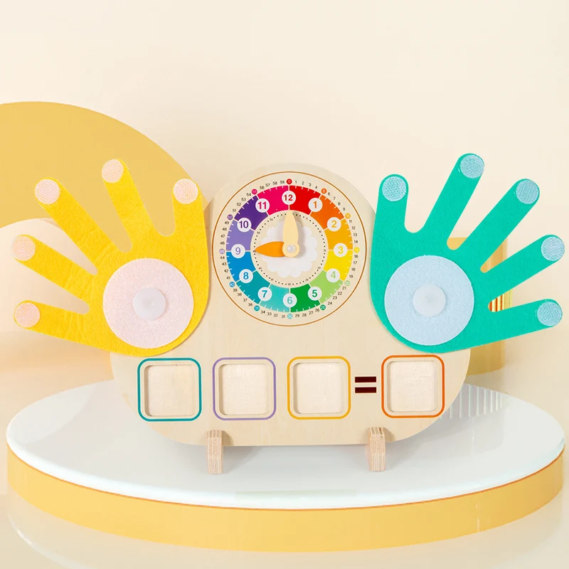 Material didáctico de matemáticas para niños para aprender a sumar y resta, relojes, matemáticas con los dedos, juguetes cognitivos y educativos.