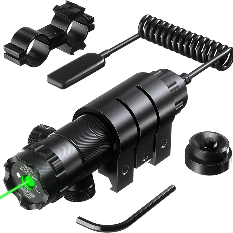 

Tactical Hunting Red/Green Laser Dot Sight Adjustable 532nm Red Laser Pointer Rifle Gun Scope Rail Barrel Pressure Switch Mount