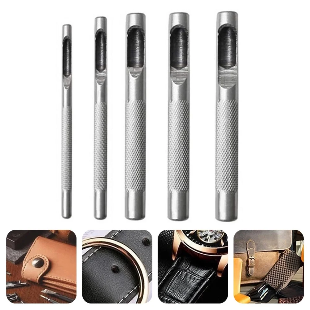 5pcs 3/4/5/6/8mm Leather Hole Punching Tools Leather Hollow Drilling Puncher Kit For Gaskets Leather Plastic