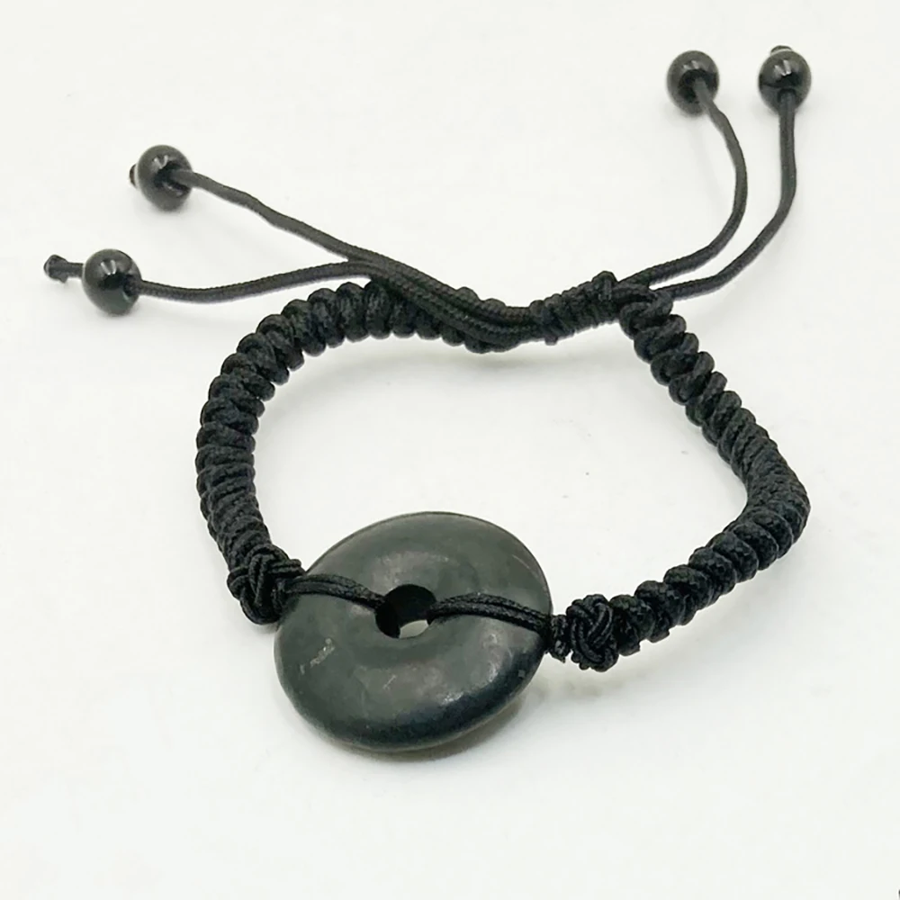 Natural Shungite Safety Button Carving Peace Buckle For Healing Energy