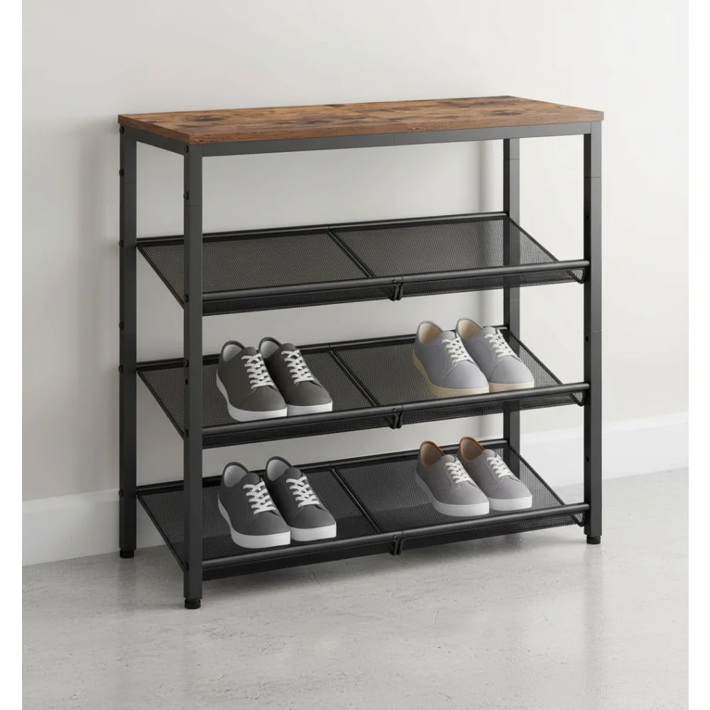 

4-уровневый промышленный органайзер для обуви с регулируемыми полками, отдельно стоящее хранилище для прихожей для дома
