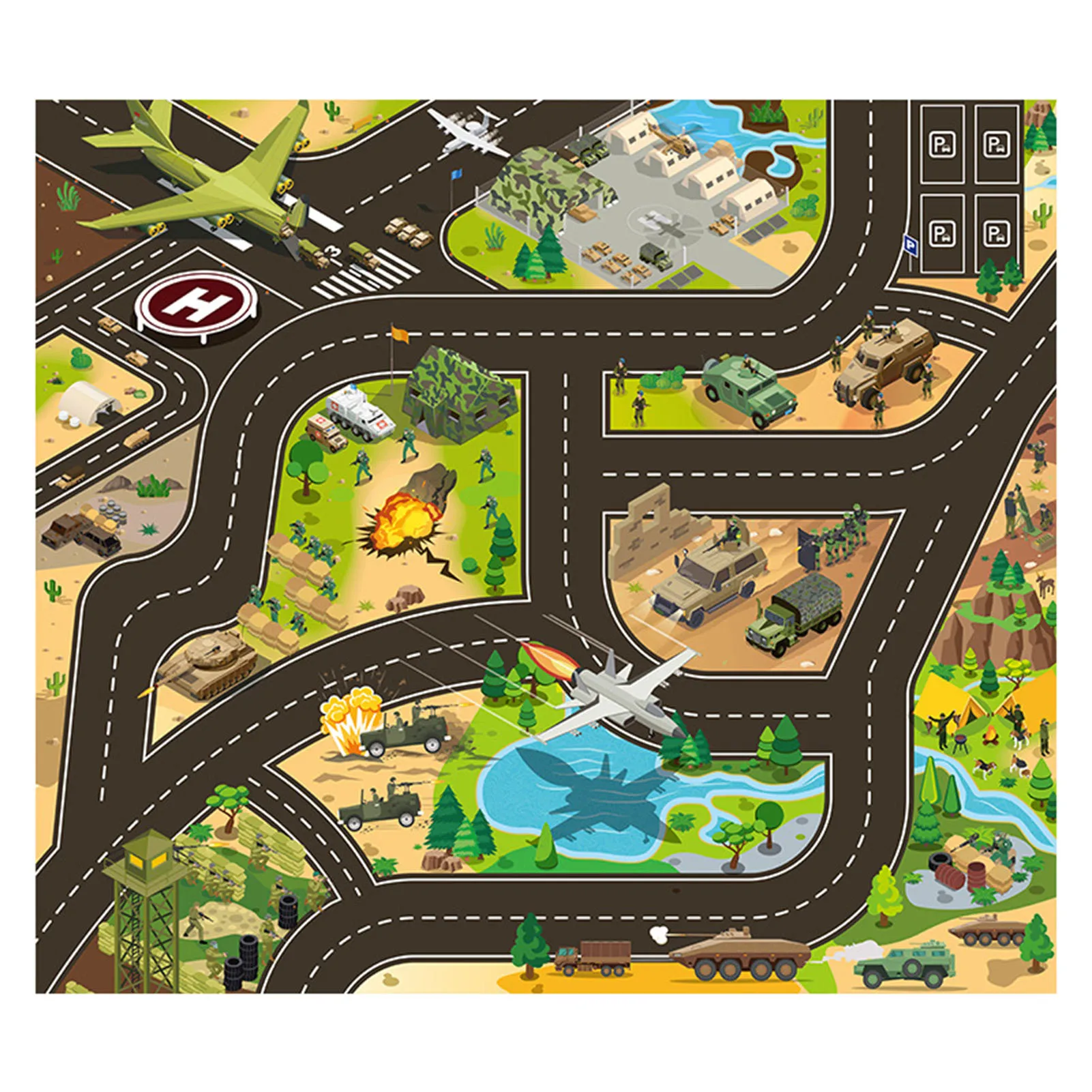 

Traffic Car Map Road Mat Foldable Waterproof Map Children Outdoor Toy Mat for Toddlers Christmas Birthday Gifts