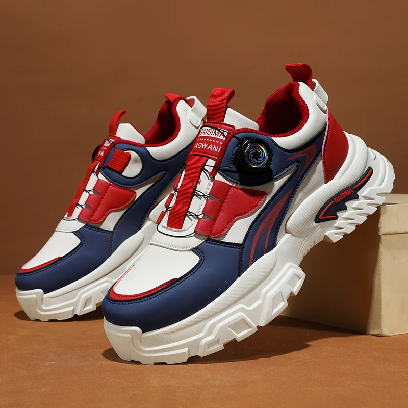 

New Large Men's Casual Sports Shoes Korean Edition Fashion Thick Bottom Walking Shoes Knob Low Top Shoes Outdoor Travel Shoes