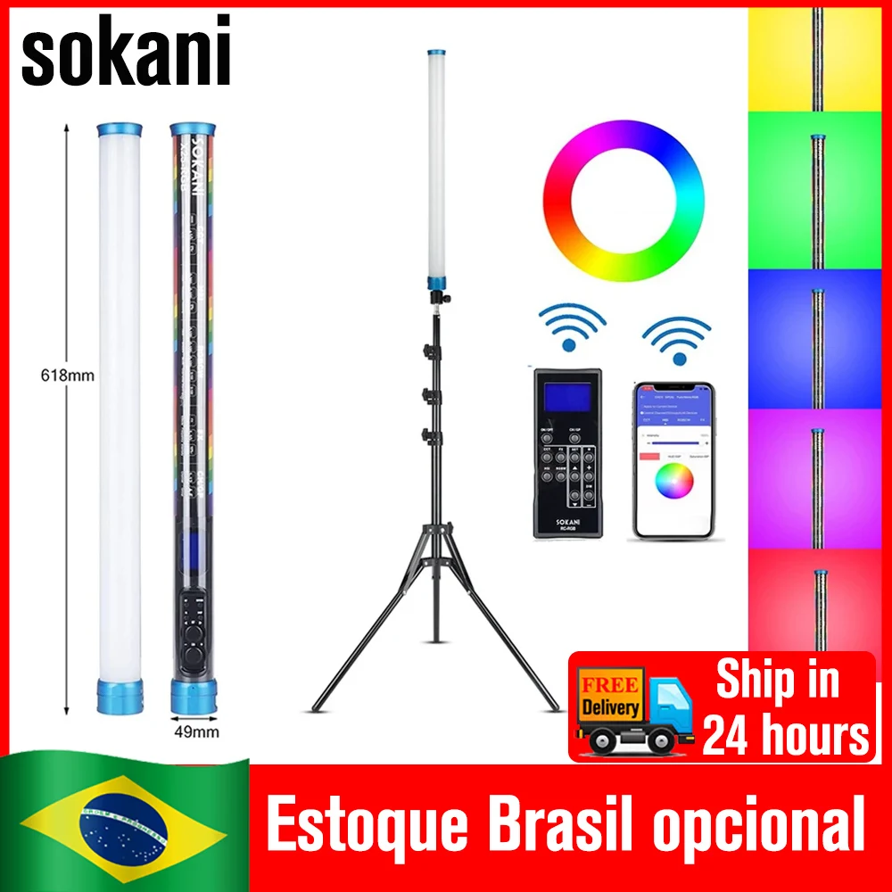 SOKANI-X25 RGB Light Handheld Tube Stick, Iluminação de Fotografia, Sem Fio, Controle Remoto, Lâmpada para Cineastas, Tube Stick, DO Brasil