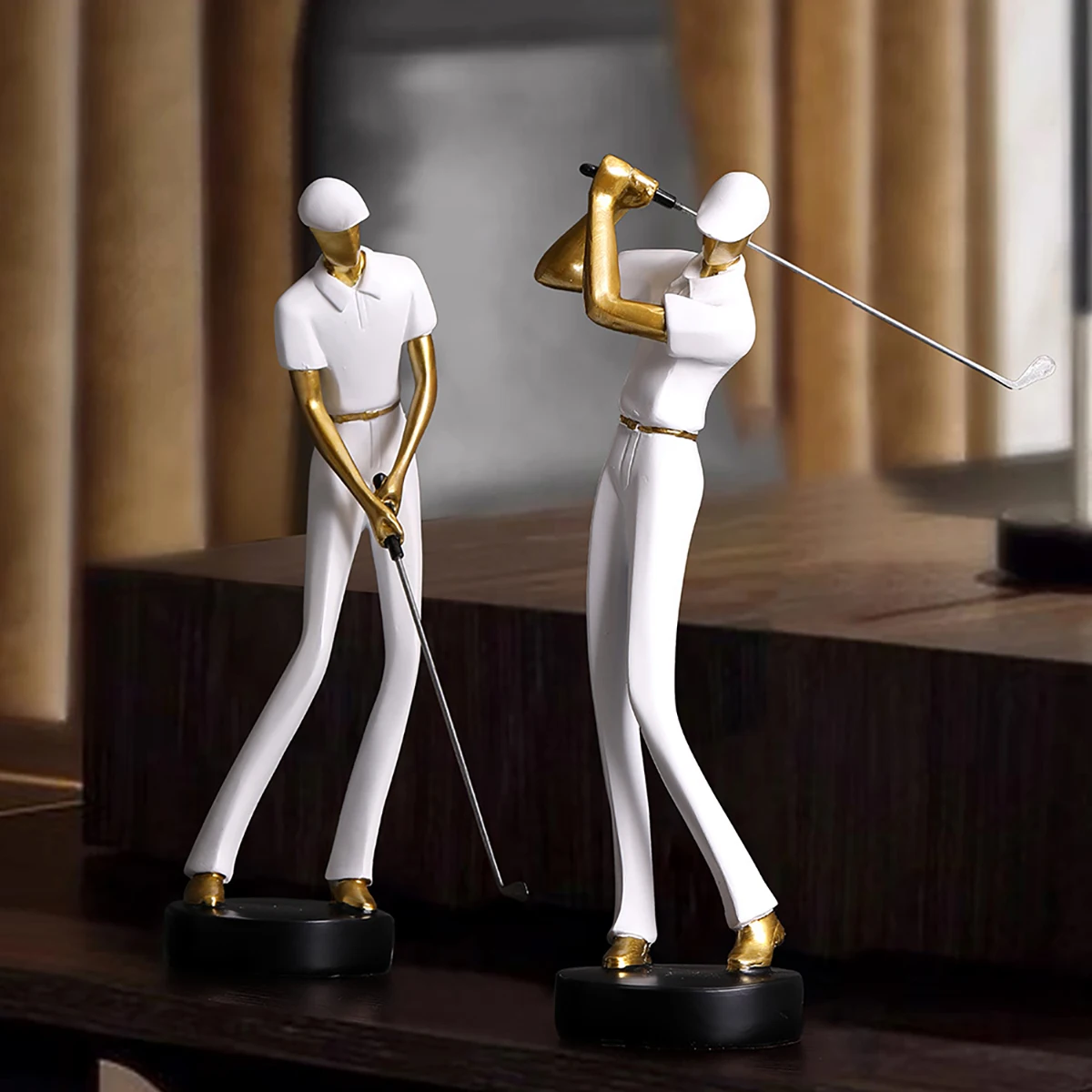 Creative Golfer Figurines Abstract Simple Color Golf Player Model Ornament Sporting Style Decor Modern Home Decorative Articles